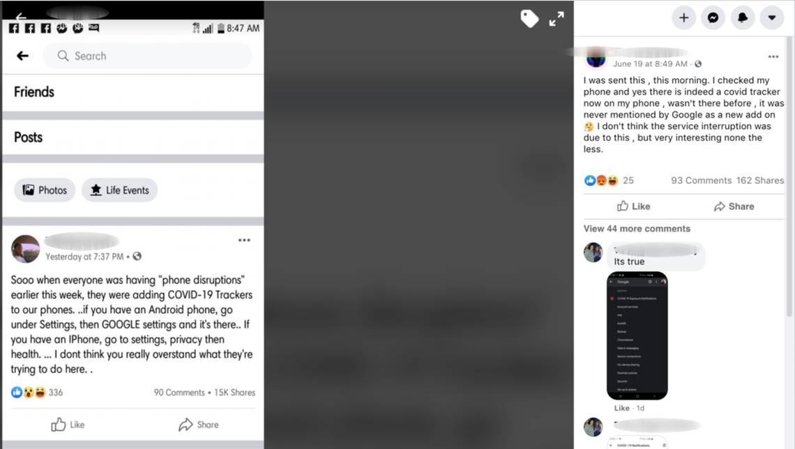A Facebook post claims that a coronavirus tracker has secretly been added to phones.