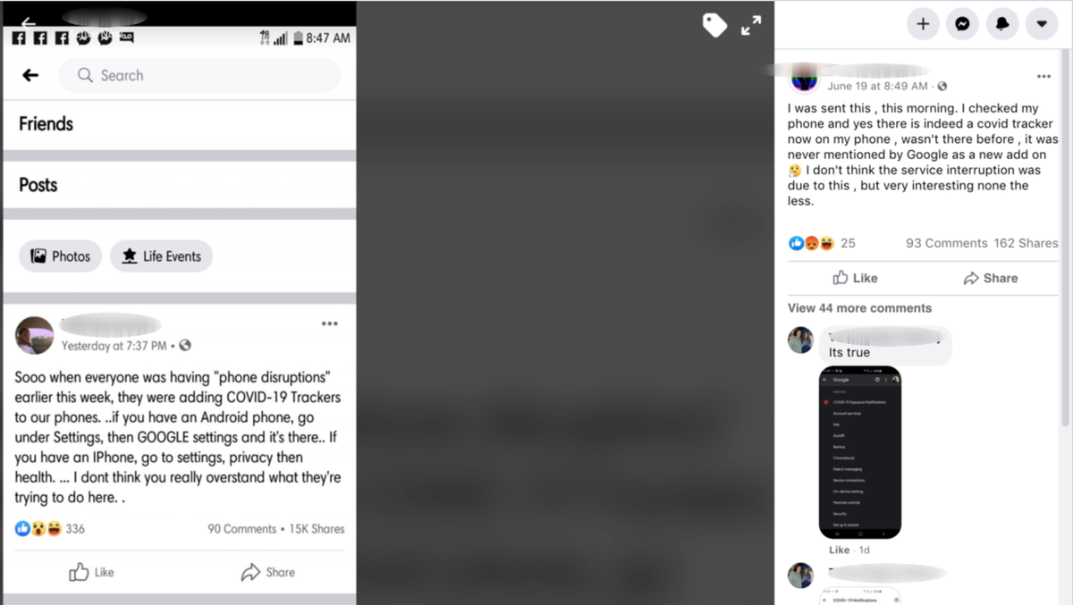 A Facebook post claims that a coronavirus tracker has secretly been added to phones.