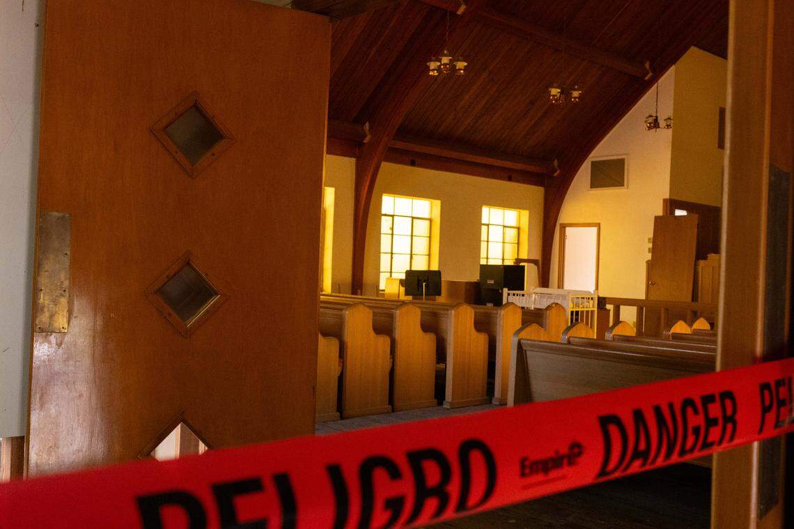 The interior of Grinter Chapel during a ceremony on Thursday, March 12, 2026, in Kansas City. The deed to the former church property was given back to the Kansas Delaware Tribe of Indians, Inc. 