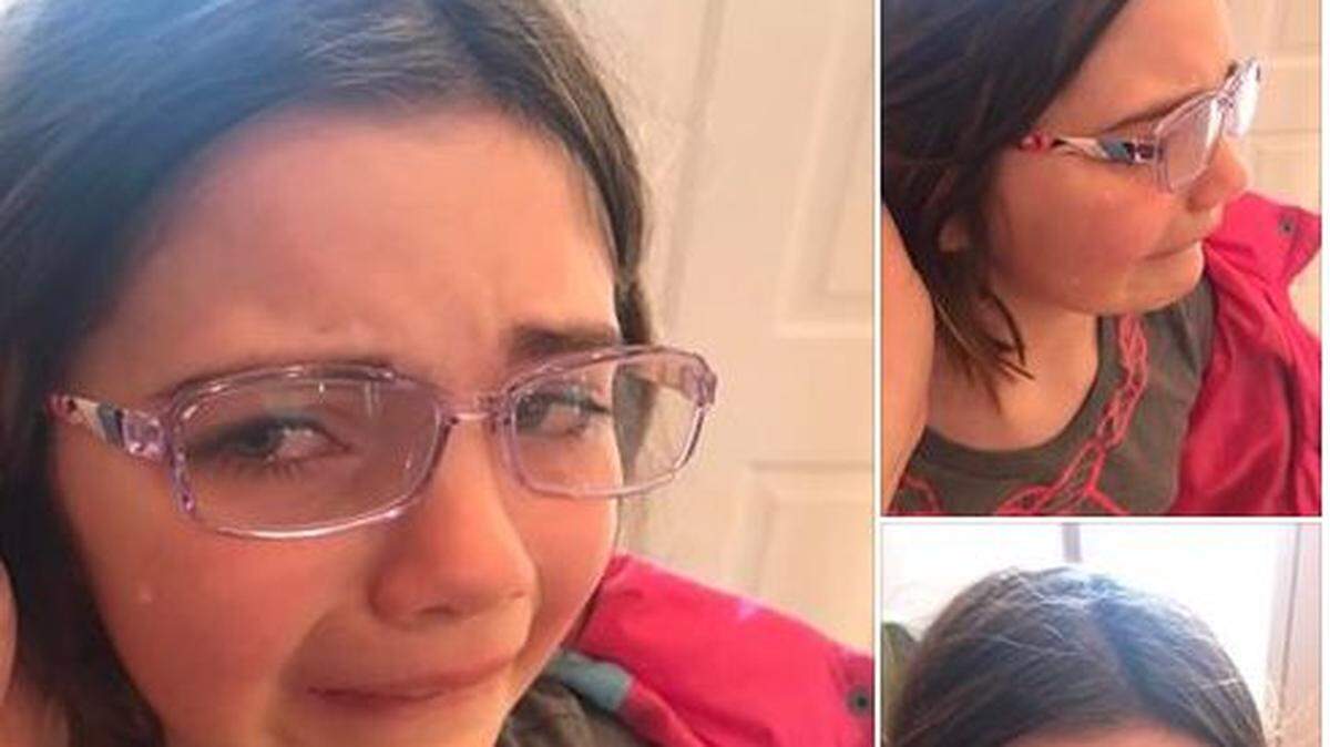 Aimee Johnson of Louisburg, Kan., says she posted these photos of her daughter after the girl was bullied on the school bus.
