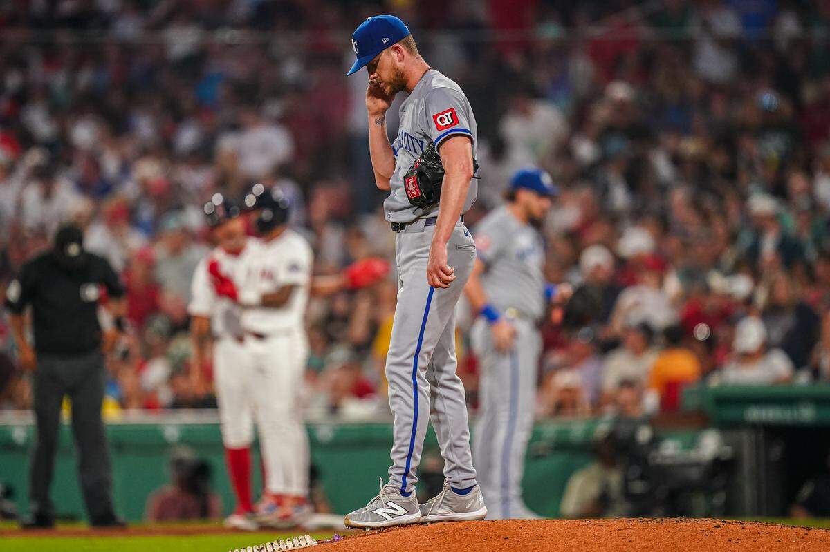 Kansas City Royals pitcher Bailey Falter (36) on the mound against the Boston Red Sox in the third inning at Fenway Park on Aug. 4, 2025.