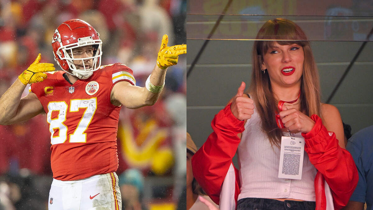 Kansas City Chiefs tight end Travis Kelce and Taylor Swift.