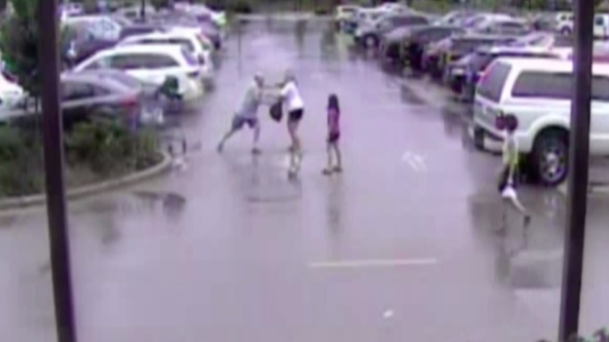 John Engebos of Wauwatosa, Wisconsin faces multiple charges after allegedly beating a woman in a Walmart parking lot after she asked him to remove his cart from behind her car, police say. Video captured some of the alleged attack.