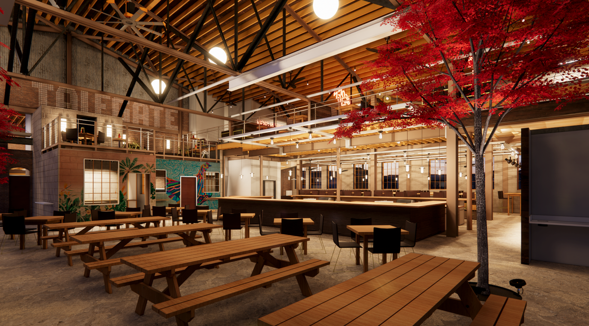 A rendering of Talegate Park, the indoor/outdoor sports bar and beer garden that will be run by Brooksider Sportsbar owners Chuck and Jack Naylor.