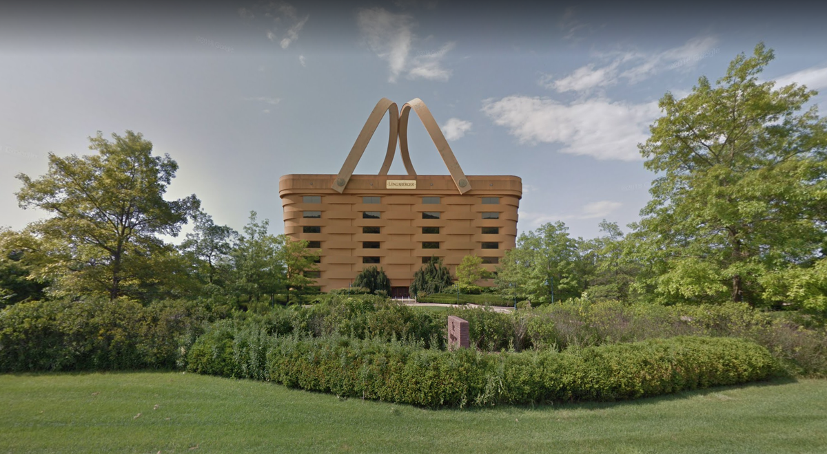The Longaberger Company made hand-woven baskets, and designed their building to look like one.
