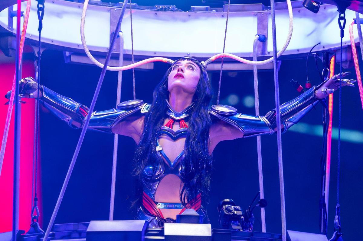 Singer Katy Perry performs the song “Artificial” during her Lifetimes Tour at the T-Mobile Center on Saturday, May 10, 2025, in Kansas City.
