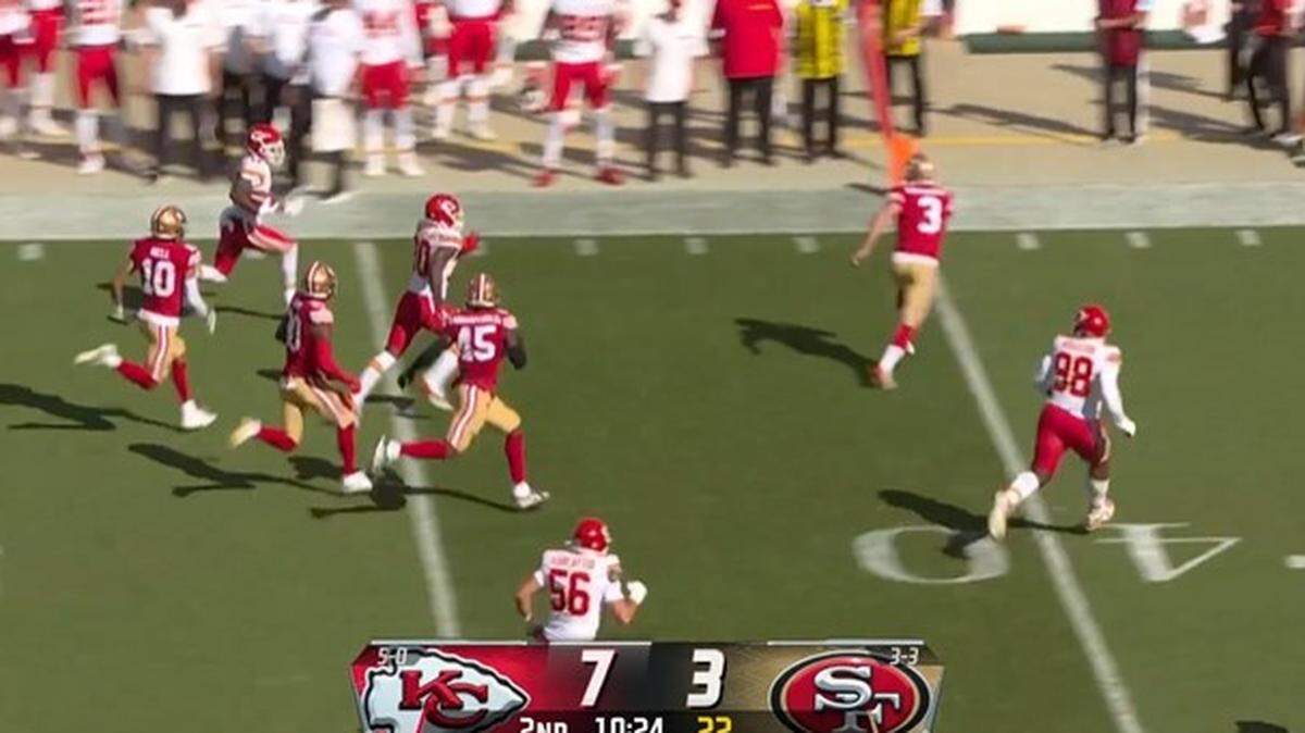 Mecole Hardman didn’t need to worry about the 49ers punter.