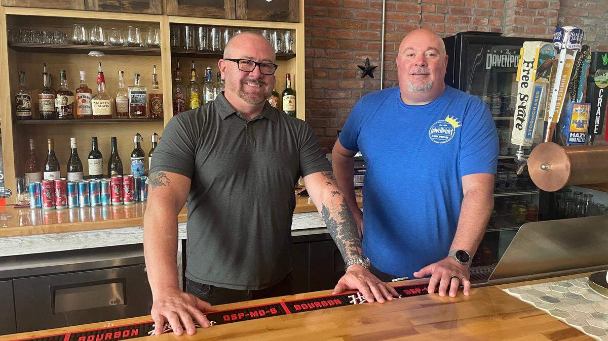 Justin Appleberry, left, and Mike Howard have opened The Davenport at 401 N. Sixth St. in the Strawberry Hill neighborhood of Kansas City, Kansas.