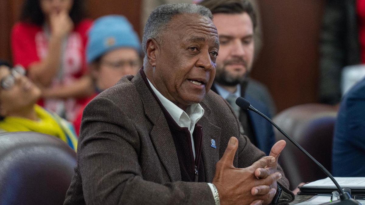 Jackson County Executive Frank White speaks during a Jackson County Legislature meeting at the Jackson County Courthouse on Monday, Jan. 8, 2024, in Kansas City.