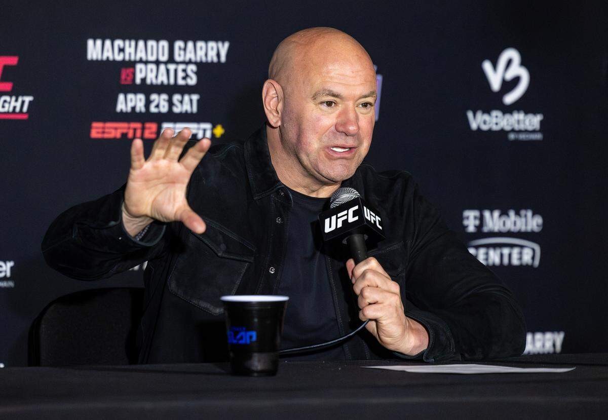 UFC president and CEO Dana White speaks to the media following UFC Fight Night: Machado Garry vs. Prates at the T-Mobile Center in Kansas City.
