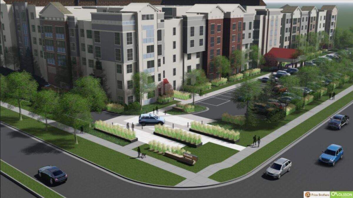 A rendering of Price Brothers' mammoth $120 million, 500-unit Sorrento Place project on 13 undeveloped acres at the northwest corner of 127th Street and Metcalf Avenue.