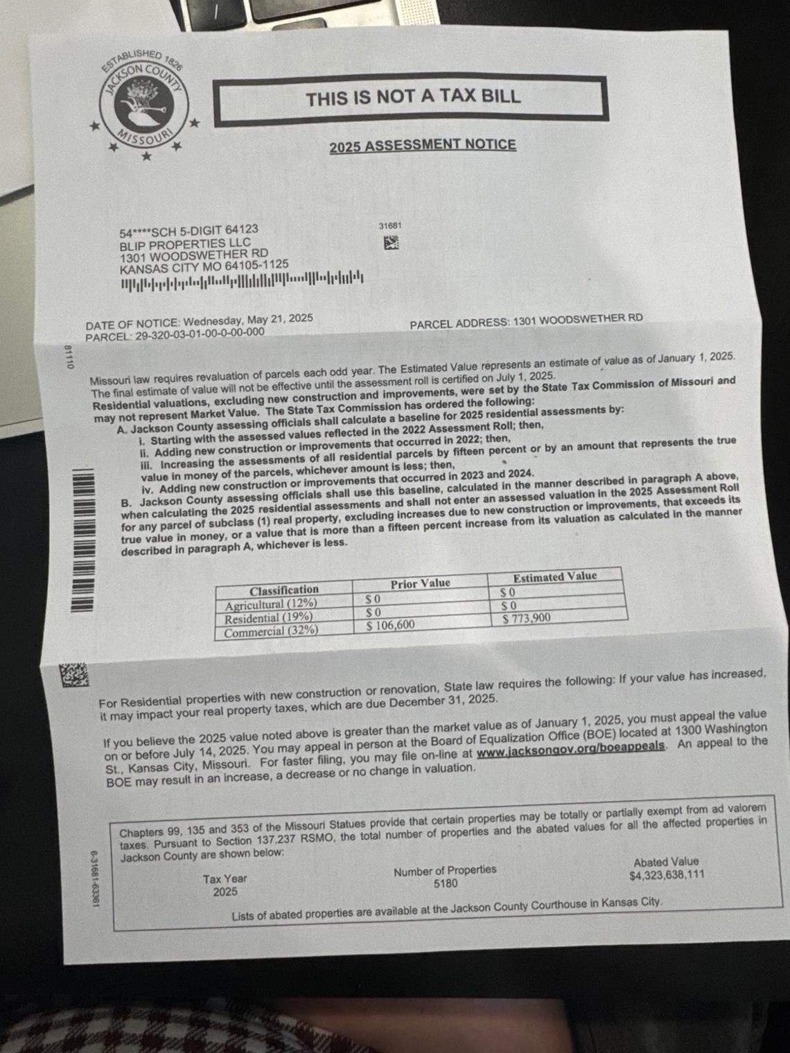 Ian Davis, the owner of Blip Coffee Roasters in the West Bottoms received a property value assessment from Jackson County that raised the market value of his building from $106,600 to $773,900.