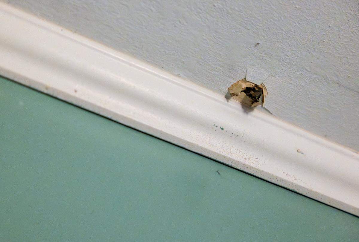 Stacie Matuszeski said she and her son found a hole where a bullet came crashing through the ceiling of her Independence home on New Year’s Day.