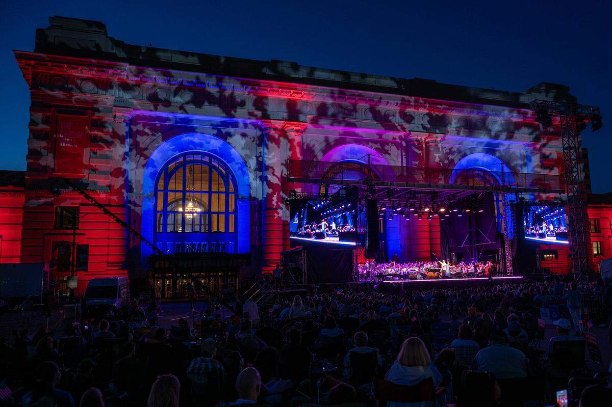 People attend the Kansas City Symphony's annual Celebration at the Station concert on Sunday, May 24, 2026, at Union Station in Kansas City.