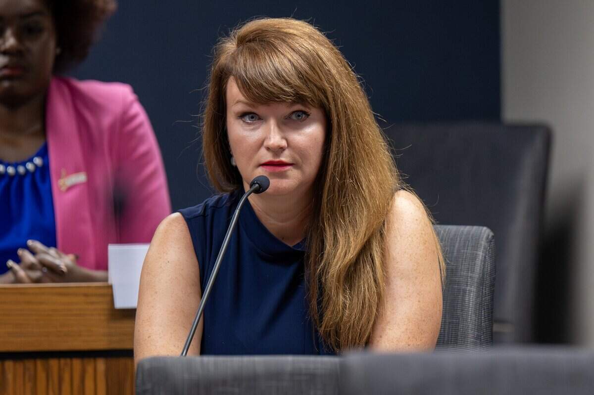 Rep. Keri Ingle, a Lee's Summit Democrat, speaks during a House Rules Committee hearing at the Missouri Capitol on Friday, Sept. 5, 2025, in Jefferson City.