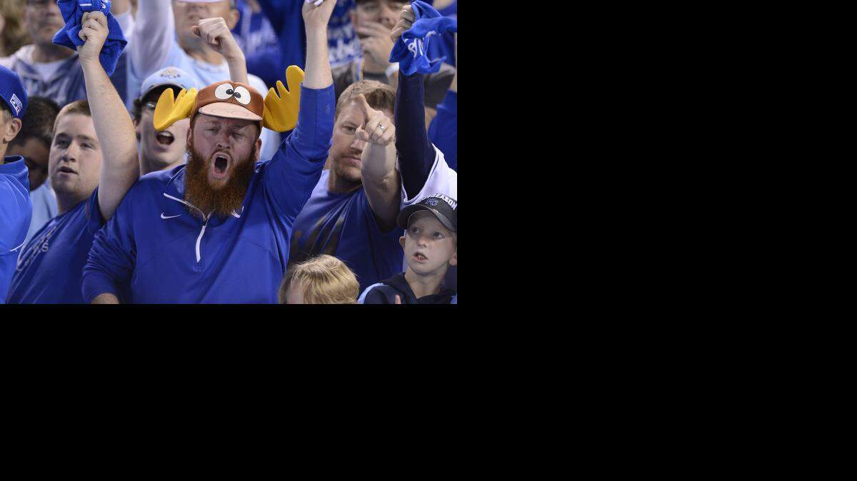 
Kansas City Royals fans celebrated after the ALCS playoff baseball game on Wednesday October 15, 2014 at Kauffman Stadium in Kansas City, MO. The Royals beat the Baltimore Orioles 2-1 to win the ALCS.
