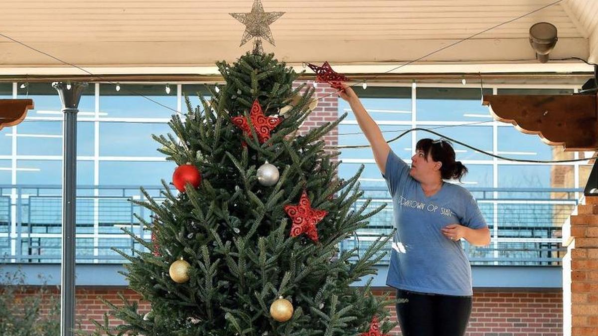 The Overland Park Mayors Christmas tree was decorated in preparation for the lighting ceremony several years ago in Overland Park, Kansas.