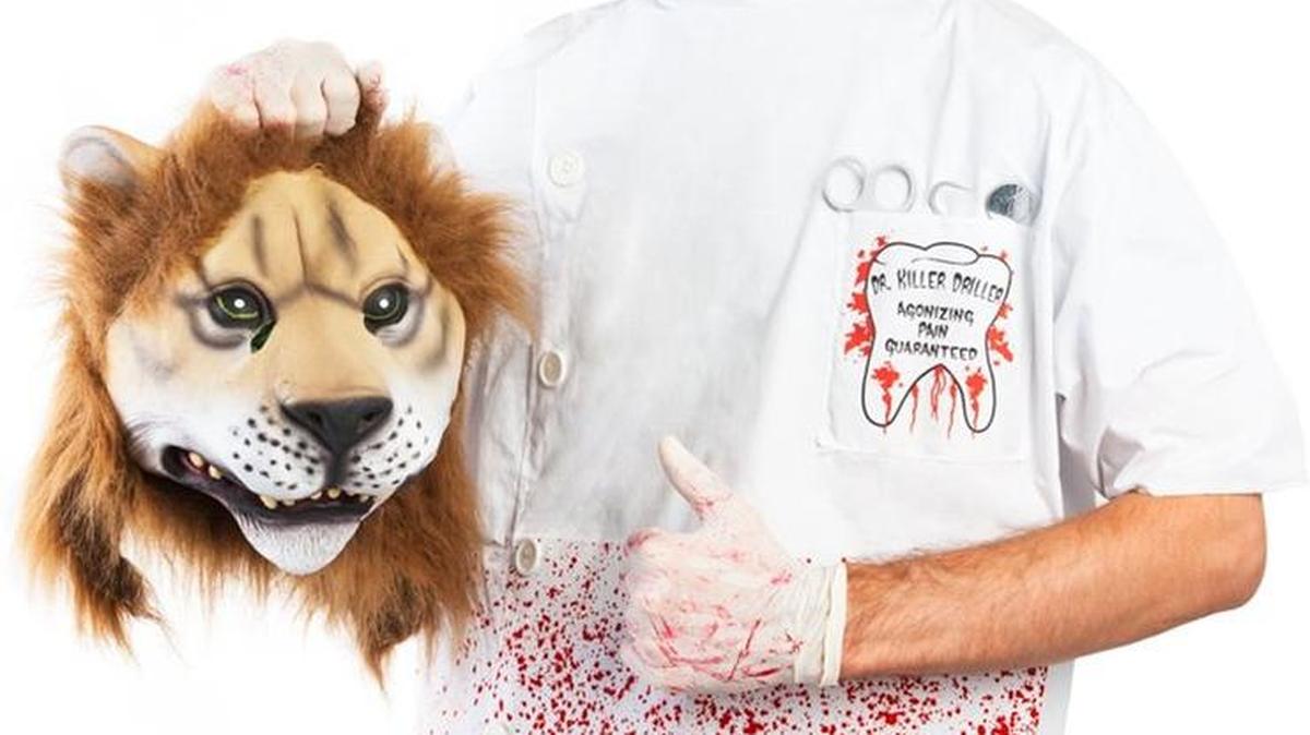 
Costumish in California created the “Lion Killer Dentist” costume based on Walter Palmer, the Minnesota dentist who killed the beloved Cecil in Zimbabwe.
