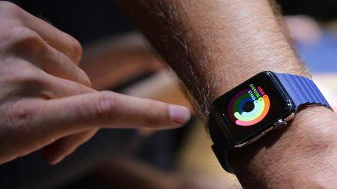 
An Apple Watch displays fitness data at the smartwatch’s introduction in Cupertino, Calif. The gadget made a wearable fashion statement in 2014.
