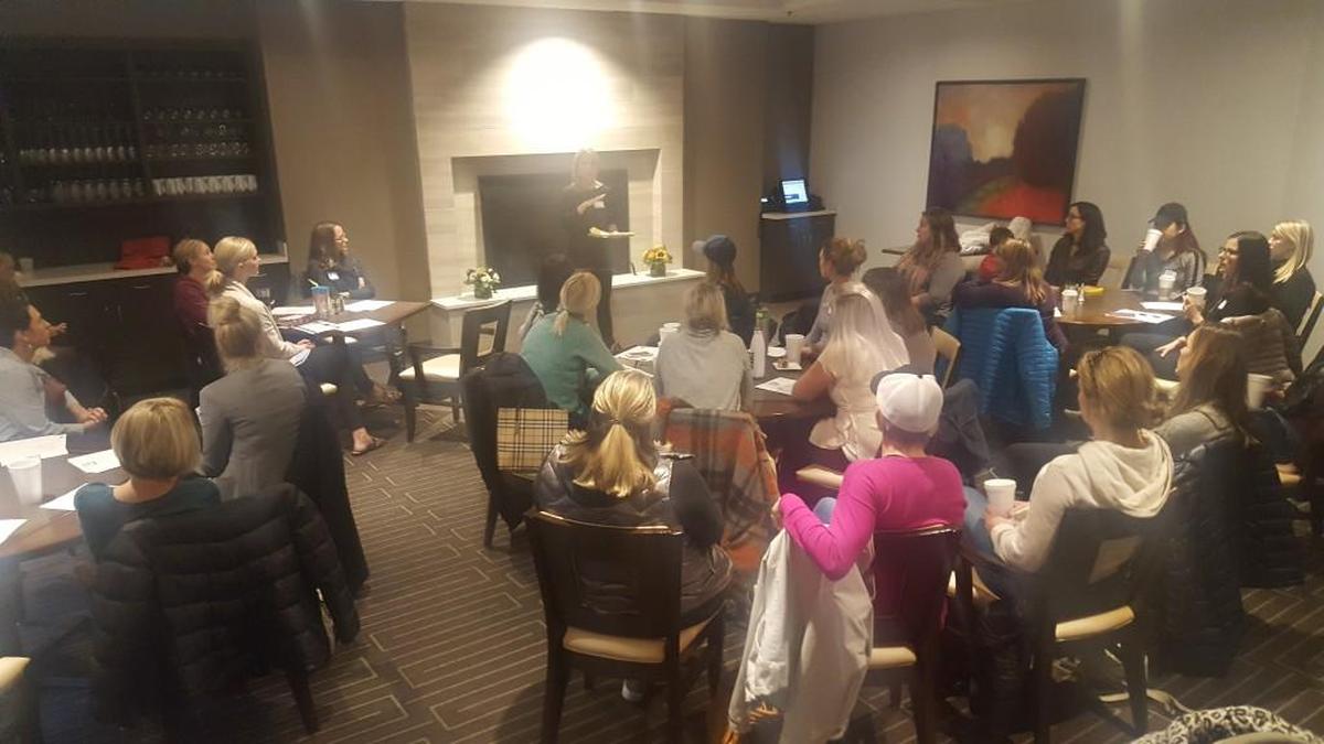 Nearly four dozen moms concerned about children’s exposure to smartphones gathered Friday at Country Club of Leawood to hear Stilwell parent Krista Boan explain the “Wait Until 8th” grade campaign.