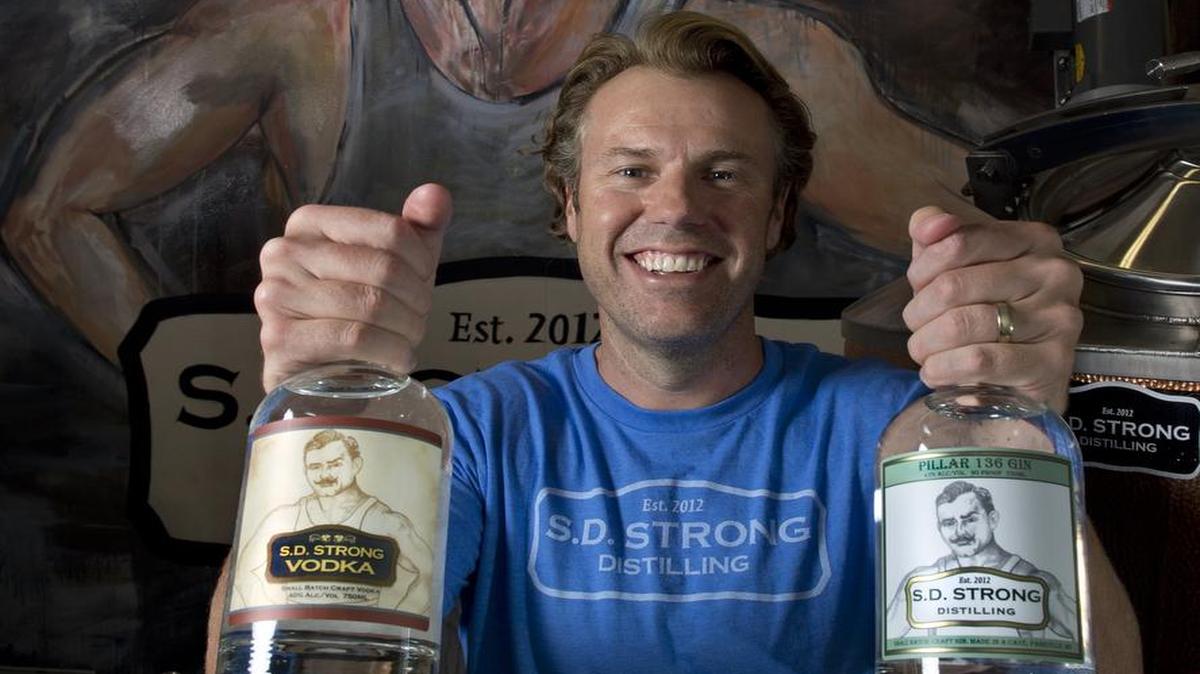 
Steve Strong of S.D. Strong Distilling started making vodka (left) then followed up with a gin named Pillar 136.
