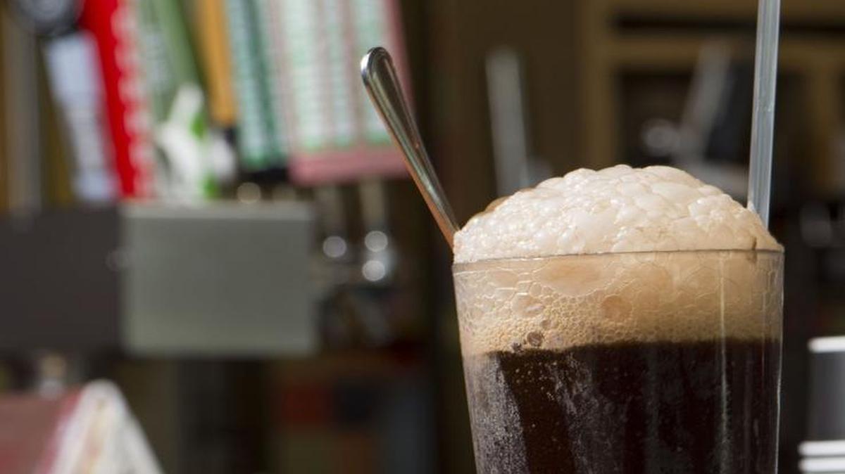A float made with Best Damn Cherry Cola and gelato at Spin Neapolitan Pizza.