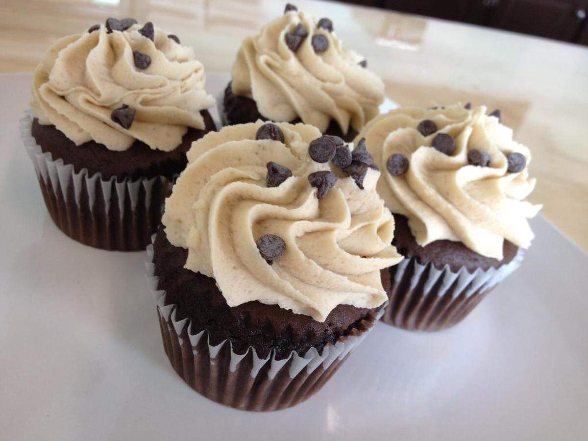 The Cupcake Cruiser’s house flavor is a chocolate cupcake with a cookie dough center, cookie dough frosting and a sprinkling of chocolate chips.