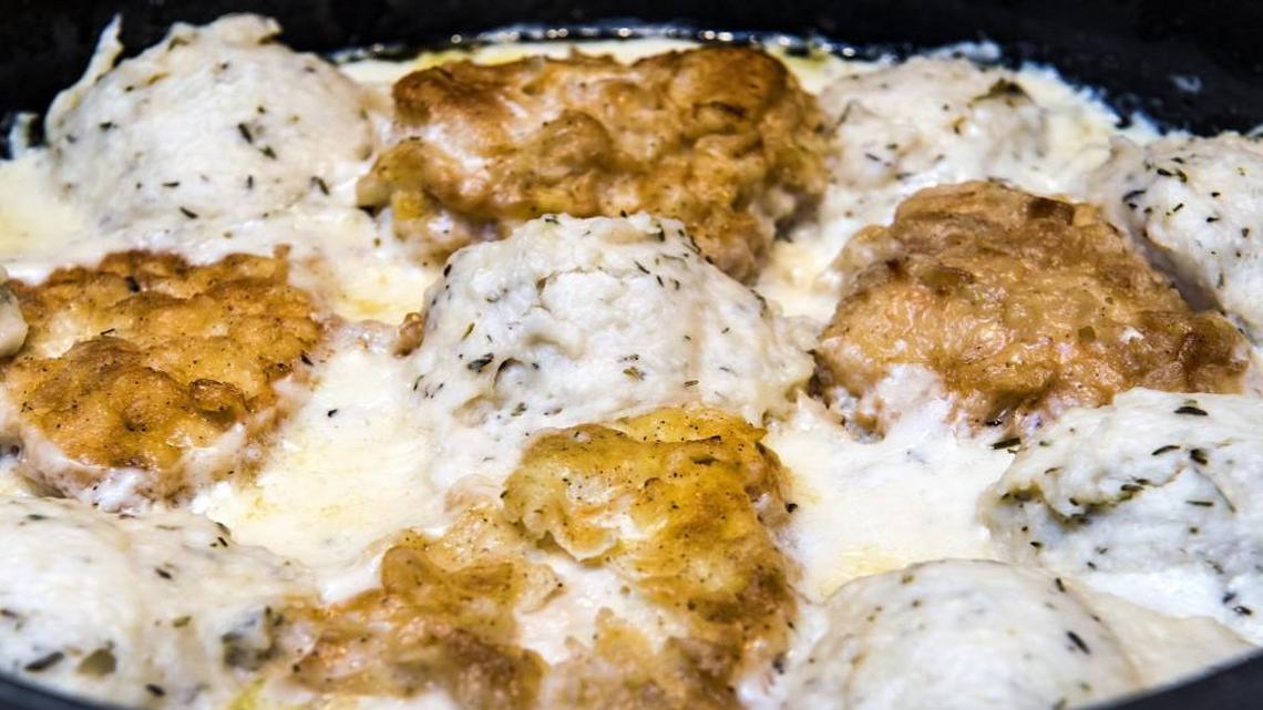 This Chicken Fricassee with Dumplings recipe has fresh herbs in the sauce and dumplings made with milk and shortening.