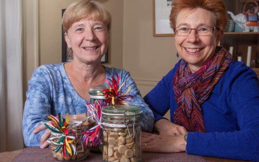 
Jan Buerge (right) and her sister Judy Hartzler continue the holiday tradition of making peppernuts
