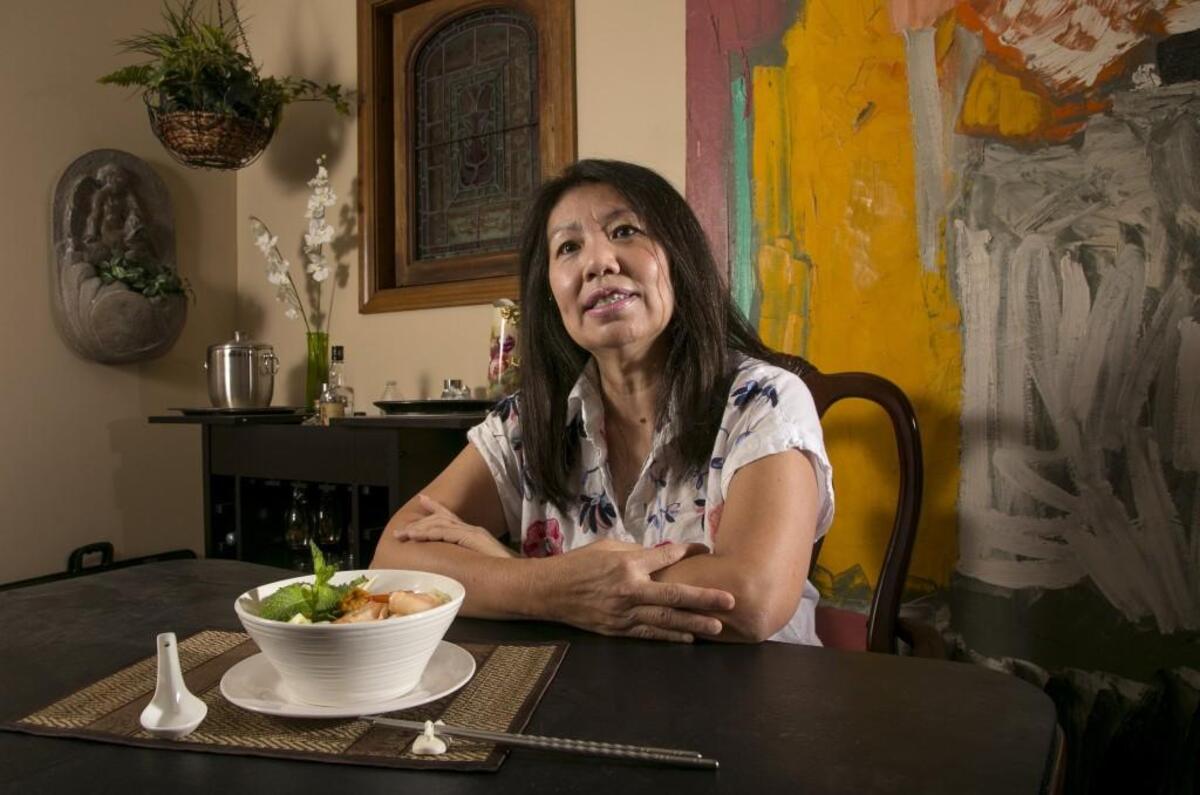 Angee Leong and her dish Malaysian Curry Laksa.