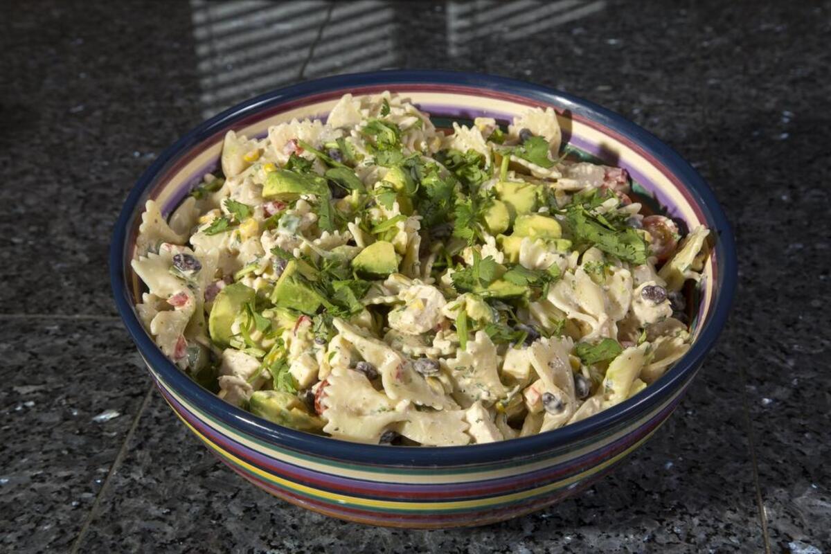 This Creamy Cilantro Lime Southwest Chicken Pasta Salad is a good make-ahead dish.