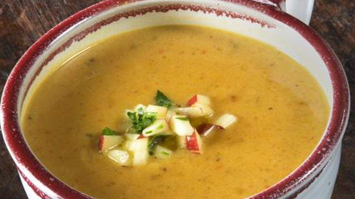 Roasted pumpkin and pear soup. Recipe by Josh Eans of Happy Gillis.