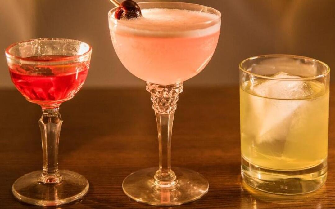 Three vintage drinks from Matthew Rowley’s “Lost Recipes of Prohibition” were prepared at Manifesto lounge in Kansas City. They are (from left) a Lanizet, a Mary Pickford and an Apple Nap.