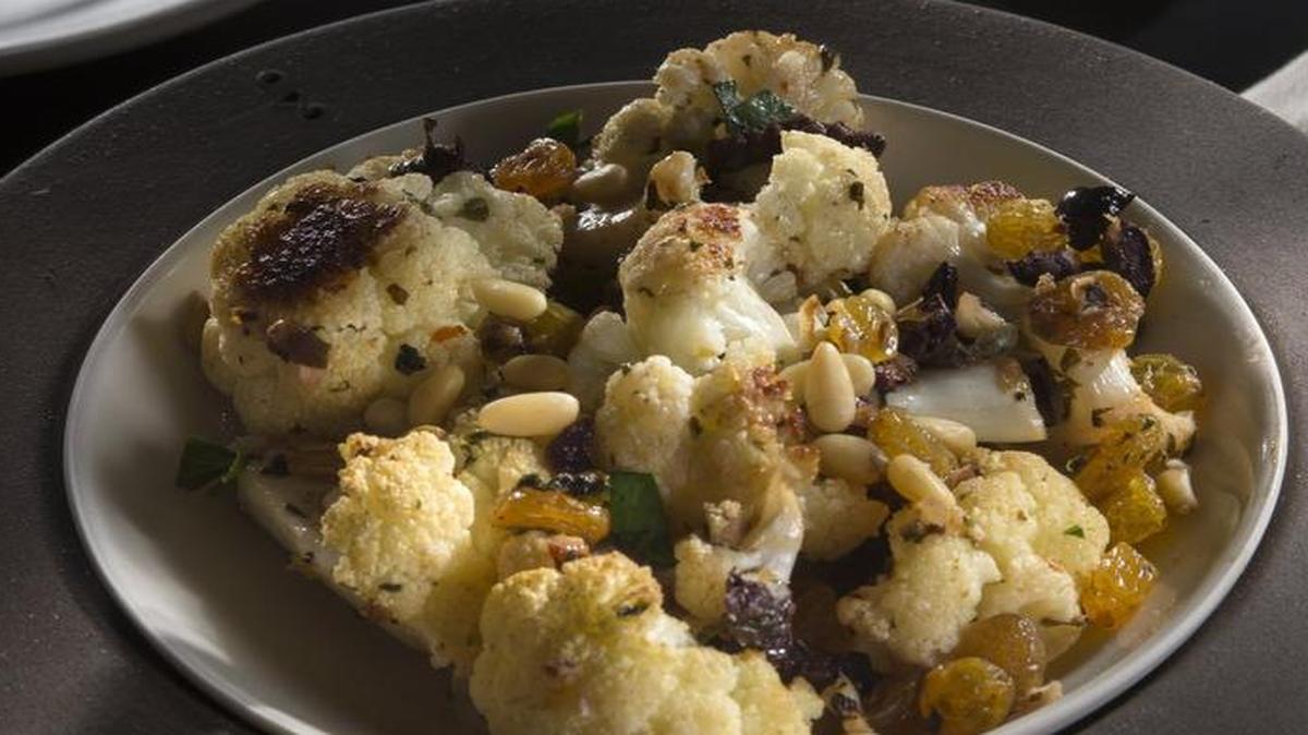 Nick Goellner of the Antler Room offers a recipe for Aromatic Roasted Cauliflower With Tahini, Olives and Lemon.