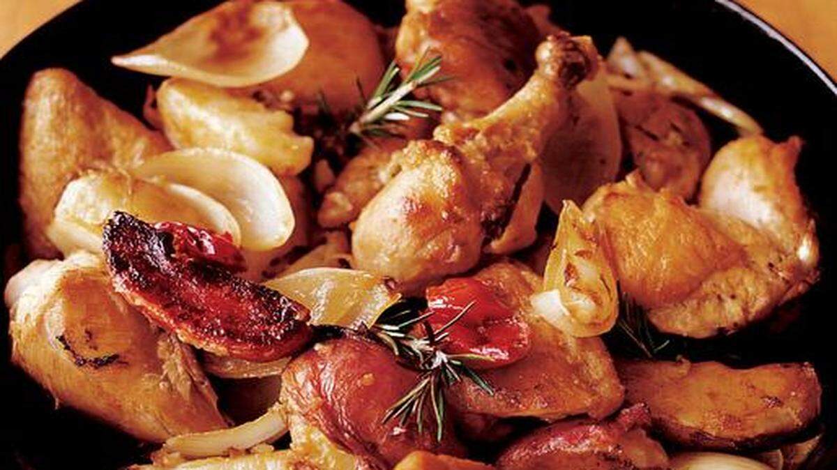 
My Mother’s Chicken and Potatoes (Pollo e Patate della Mamma) from “Lidia’s Commonsense Italian Cooking” (Knopf 2013).
