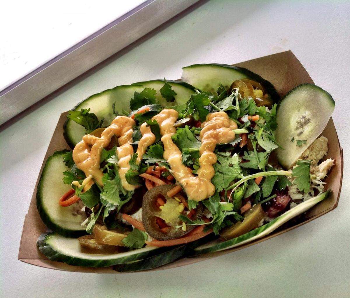 The Pork Bahn Mi (served without bread here, but also served with bread) from Beauty of the Bistro.