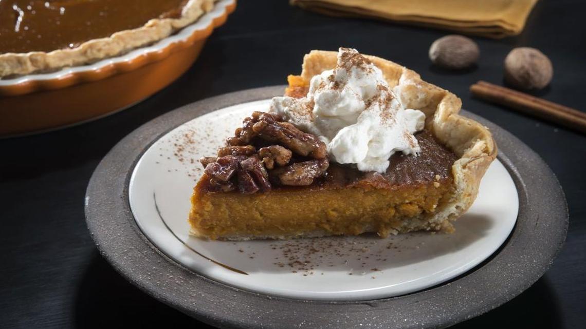 Meg Heriford’s Browned Butter Caramel Sweet Potato Pie With Spiced Praline Crumble
