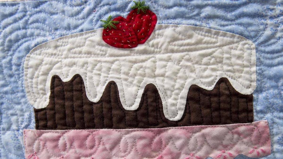 
A cake block from the Grandma’s Kitchen quilt created by Eula Lang at Quilting Bits & Pieces in Eudora, Kan.
