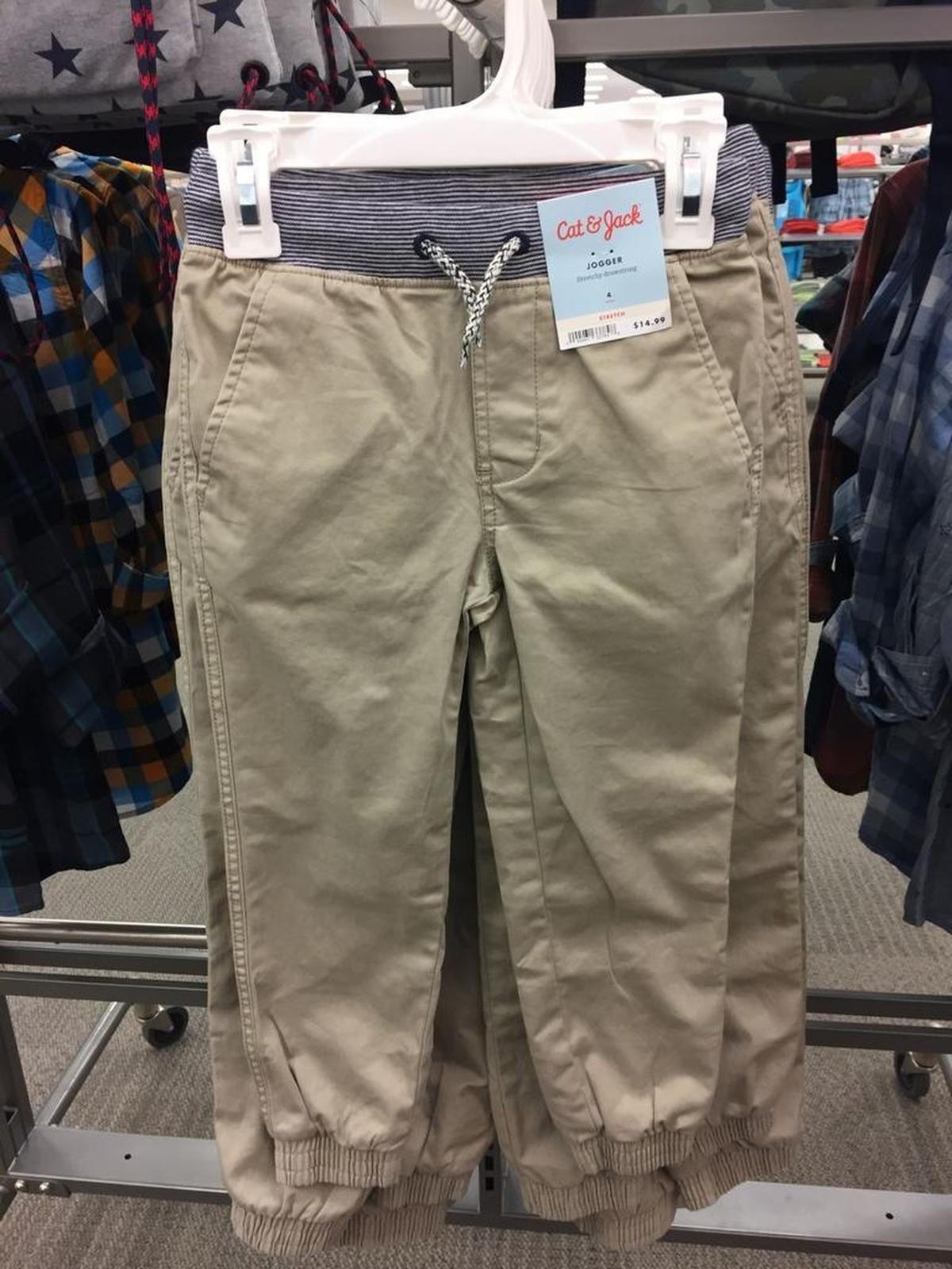 Khaki joggers with an elastic waistband (Cat & Jack, Target, $14.99) may be the perfect option for boys who choose comfort over style.
