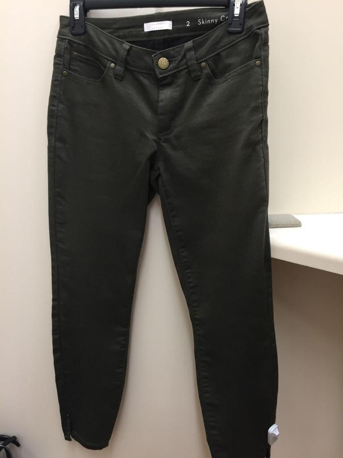 If you like the comfort of jeans, but your dress code doesn’t allow denim, these olive trousers are a good compromise (LC by Lauren Conrad, $50). Bonus on the trousers: They’d match any top included in this column.