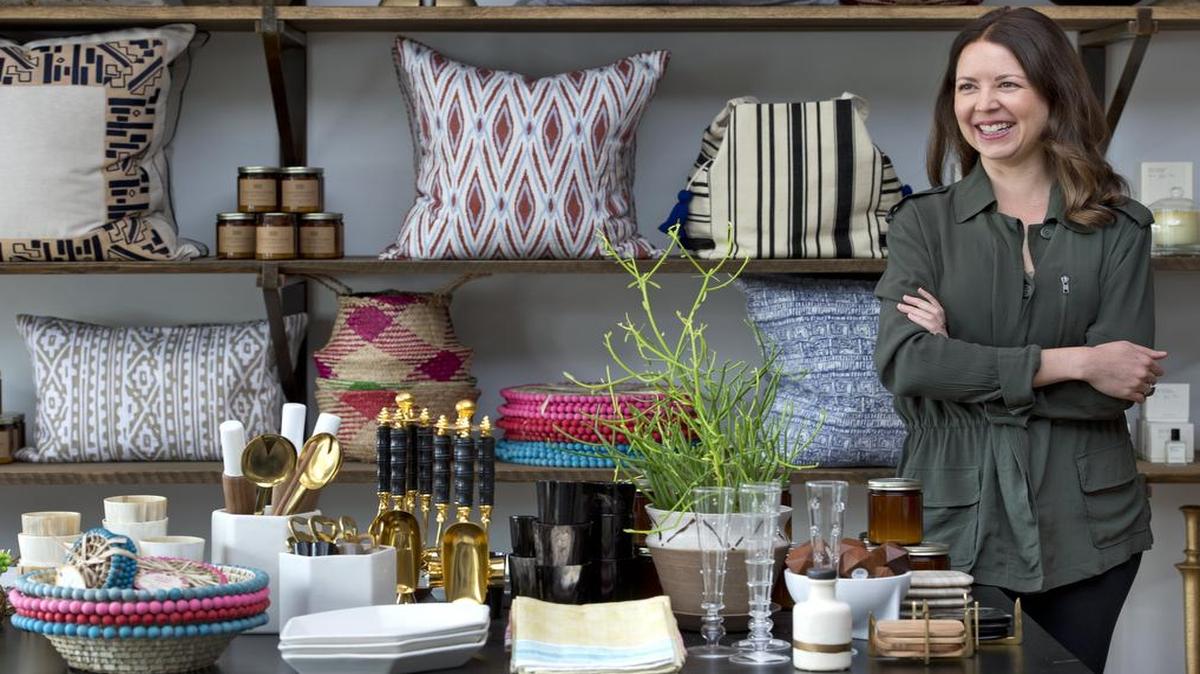 Coveted Home on the Plaza has modern furnishings on its main floor. Owner Jaclyn Joslin is also an interior designer.