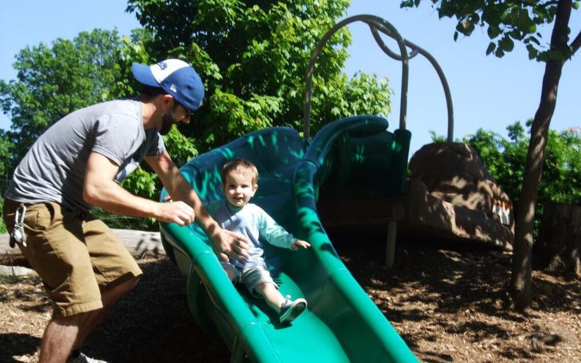 Create a special backyard area for kids to run, jump, explore and splash