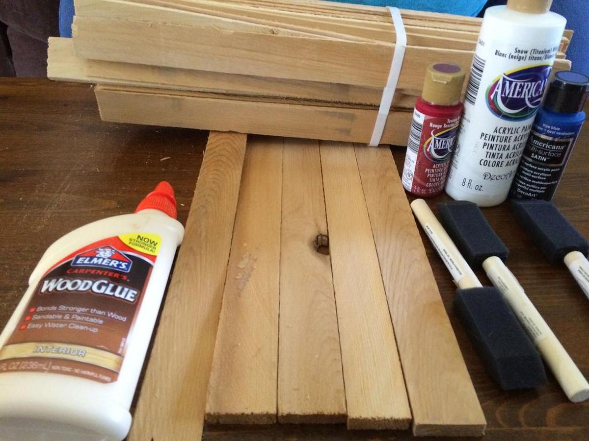 The supplies for the shim flag.