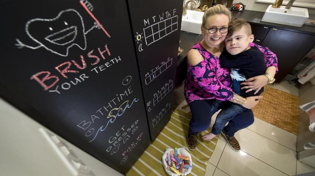 
Jennifer Bertrand with her son, Winston Bertrand, 6. 
