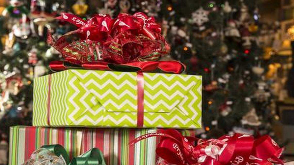 
Stores like Pryde’s Old Westport are breaking out plenty of wrapping paper, ribbon, bows and adhesive tape. 


