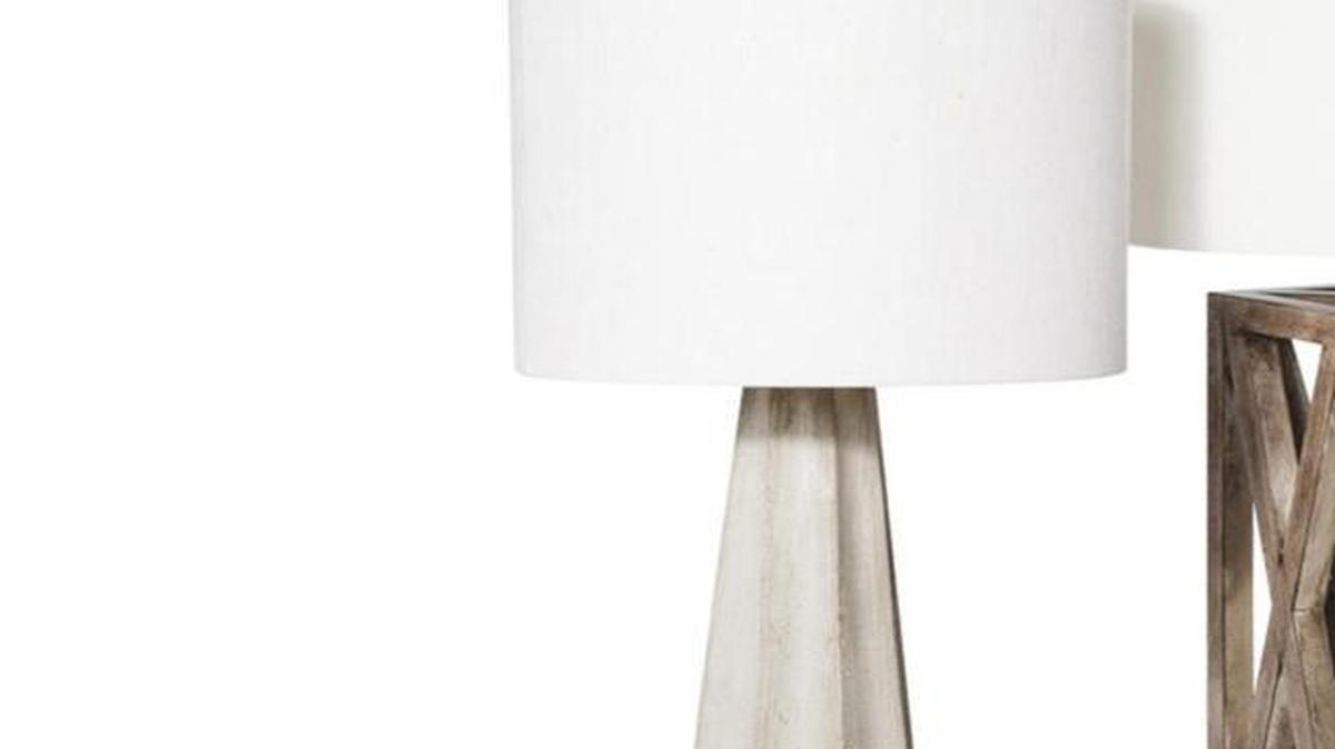 Threshold rose-gold dipped cement table lamp (left), $69.99 at Target.