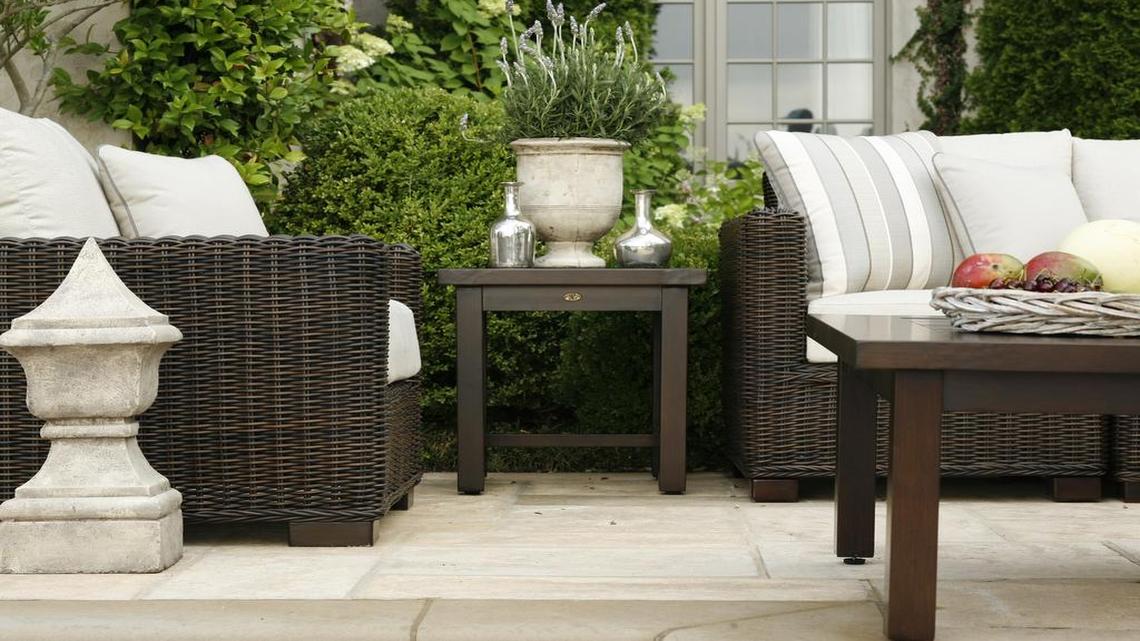 
“Rustic” outdoor wicker furniture from Summer Classics has the look -- and offers the comfort -- of indoor furniture. This is one of the company’s most popular styles. “Lounging furniture is (more) popular than dining furniture,” says Bew White, president of Summer Classics.
