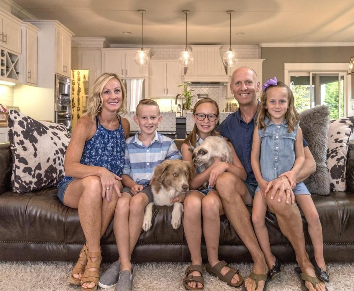 Dohrmann family, from left: Jen Dohrmann, Bennett, 8, Layla (dog), Makenna, 11, Nori (cat), Kennedy, 5.