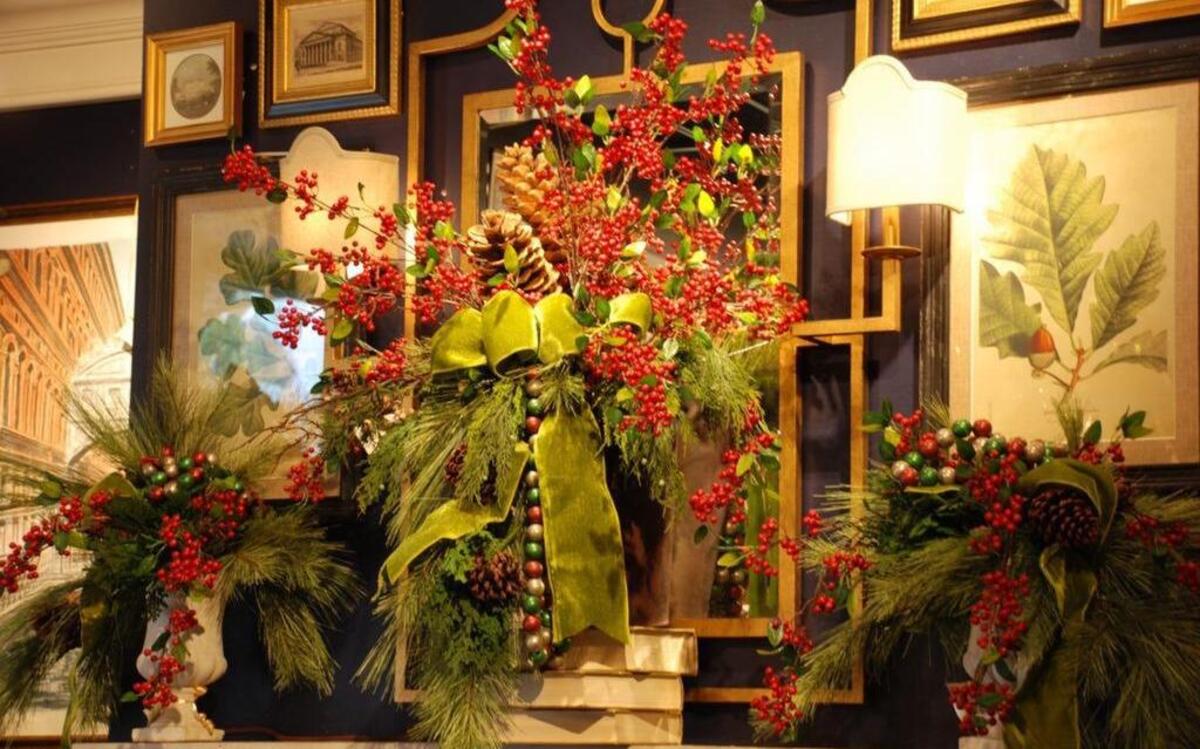 Gorgeous greens take your displays to the next level, and holiday ribbons give them character and charm.