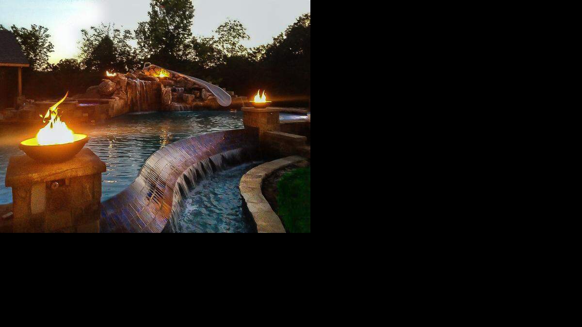 When designing their pool, C.J. and Talenna Bradley of Blue Springs provided pictures of the volcano at the Mirage casino in Las Vegas.
